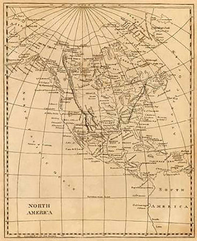 North America, 1812 Black Ornate Wood Framed Art Print with Double Matting by Arrowsmith, Aaron