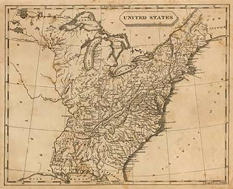 United States, 1812 Black Ornate Wood Framed Art Print with Double Matting by Arrowsmith, Aaron