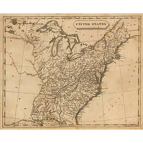 United States, 1812 Black Modern Wood Framed Art Print with Double Matting by Arrowsmith, Aaron