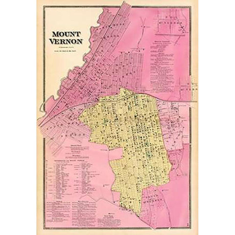 Mt. Vernon, New York, 1868 Black Modern Wood Framed Art Print with Double Matting by Beers, Frederick W.