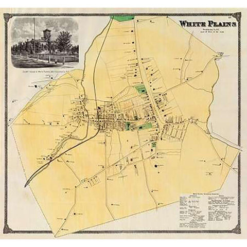 White Plains, New York, 1868 White Modern Wood Framed Art Print by Beers, Frederick W.