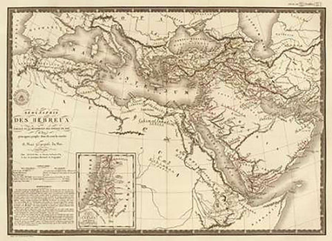 Geographie des Hebreux, 1821 White Modern Wood Framed Art Print with Double Matting by Brue, Adrien Hubert