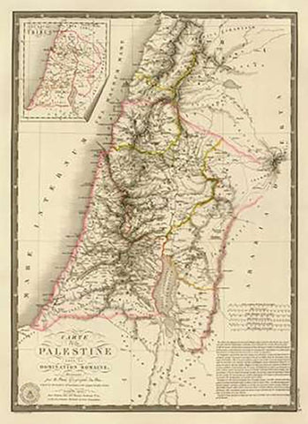 Palestine sous la domination romaine, 1828 Black Ornate Wood Framed Art Print with Double Matting by Brue, Adrien Hubert