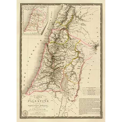 Palestine sous la domination romaine, 1828 White Modern Wood Framed Art Print by Brue, Adrien Hubert