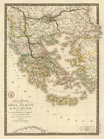 Grece ancienne et de la Mer Egee, 1827 White Modern Wood Framed Art Print with Double Matting by Brue, Adrien Hubert