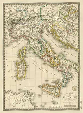 Italie ancienne, 1828 White Modern Wood Framed Art Print with Double Matting by Brue, Adrien Hubert