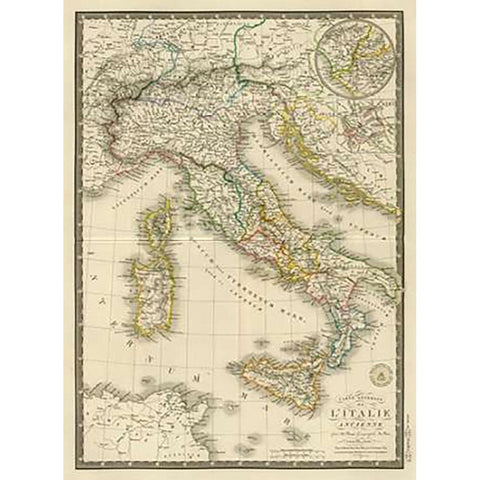 Italie ancienne, 1828 Black Modern Wood Framed Art Print with Double Matting by Brue, Adrien Hubert