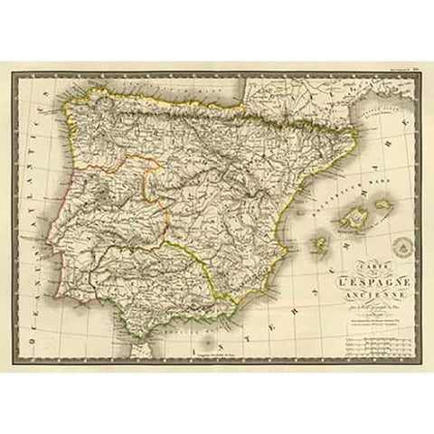 Espagne ancienne, 1827 Gold Ornate Wood Framed Art Print with Double Matting by Brue, Adrien Hubert