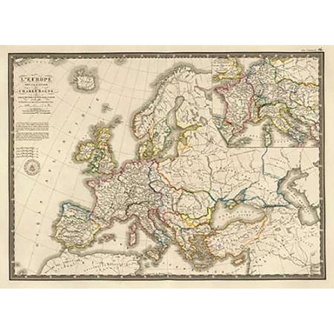 LEurope sous lEmpire de Charlemagne, 1826 Black Modern Wood Framed Art Print by Brue, Adrien Hubert