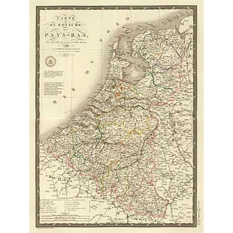 Pays-Bas, 1821 White Modern Wood Framed Art Print by Brue, Adrien Hubert