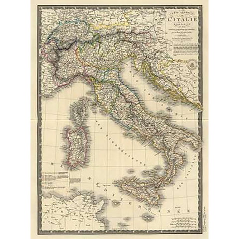 Italie moderne, 1828 Gold Ornate Wood Framed Art Print with Double Matting by Brue, Adrien Hubert