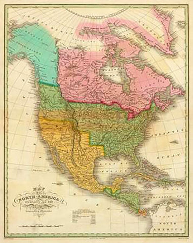 Map of North America Including All The Recent Geographical Discoveries, 1826 Black Ornate Wood Framed Art Print with Double Matting by Finley, Anthony