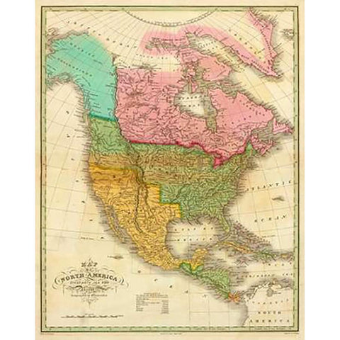 Map of North America Including All The Recent Geographical Discoveries, 1826 Black Modern Wood Framed Art Print with Double Matting by Finley, Anthony