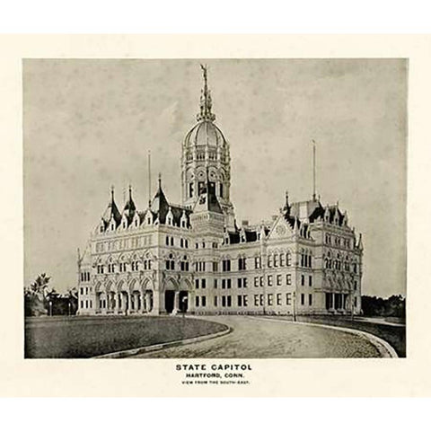 State Capitol, Hartford, Connecticut, 1893 Gold Ornate Wood Framed Art Print with Double Matting by Hurd and Co., D.H