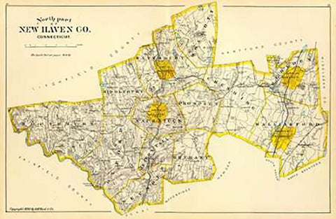 Connecticut: New Haven County North, 1893 White Modern Wood Framed Art Print with Double Matting by Hurd and Co., D.H