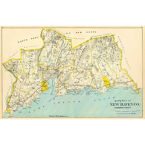 Connecticut: New Haven County South, 1893 Black Modern Wood Framed Art Print with Double Matting by Hurd and Co., D.H