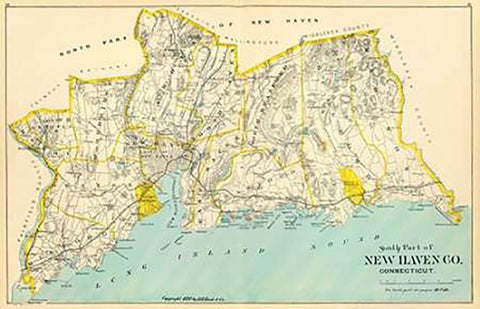 Connecticut: New Haven County South, 1893 White Modern Wood Framed Art Print with Double Matting by Hurd and Co., D.H