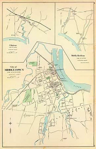 Middletown, Connecticut, 1893 Black Ornate Wood Framed Art Print with Double Matting by Hurd and Co., D.H