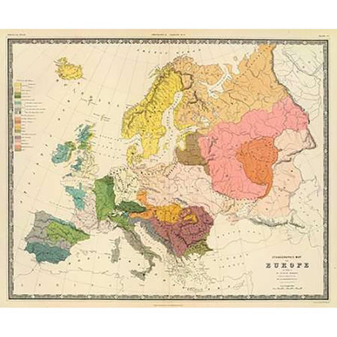 Ethnographic, Europe, 1856 White Modern Wood Framed Art Print by Kombst, Gustaf