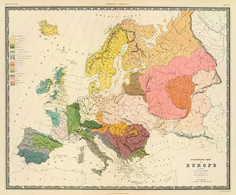 Ethnographic, Europe, 1856 White Modern Wood Framed Art Print with Double Matting by Kombst, Gustaf