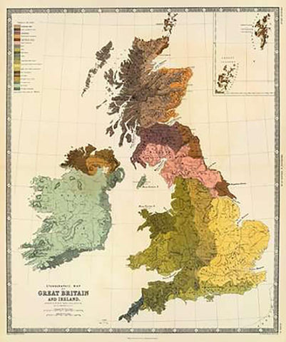 Ethnographic, Great Britain, Ireland, 1856 White Modern Wood Framed Art Print with Double Matting by Kombst, Gustaf