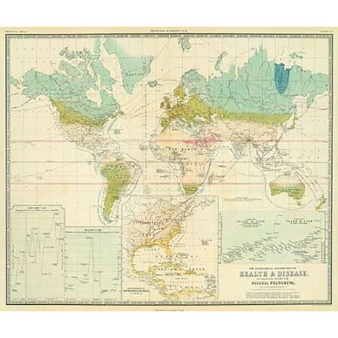 Health, disease, 1856 Black Modern Wood Framed Art Print with Double Matting by Johnston, Alexander Keith