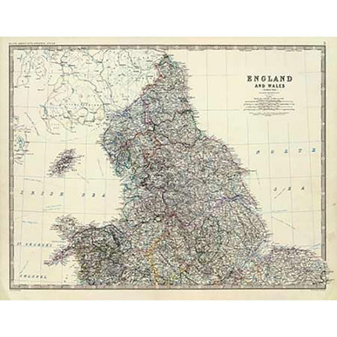 England, Wales N, 1861 White Modern Wood Framed Art Print by Johnston, Alexander Keith