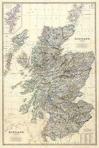 ComVintageite: Scotland, 1861 White Modern Wood Framed Art Print with Double Matting by Johnston, Alexander Keith