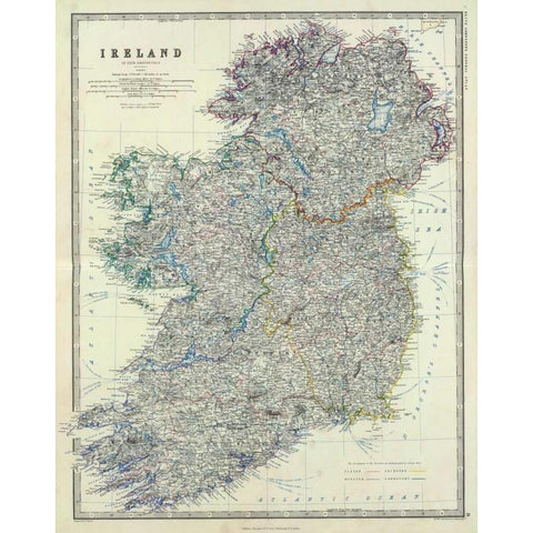 Ireland, 1861 White Modern Wood Framed Art Print by Johnston, Alexander Keith