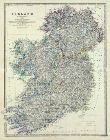 Ireland, 1861 White Modern Wood Framed Art Print with Double Matting by Johnston, Alexander Keith