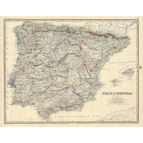 Spain, Portugal, 1861 White Modern Wood Framed Art Print by Johnston, Alexander Keith