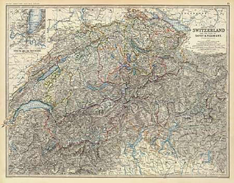 Switzerland, Savoy, Piedmont, 1861 White Modern Wood Framed Art Print with Double Matting by Johnston, Alexander Keith