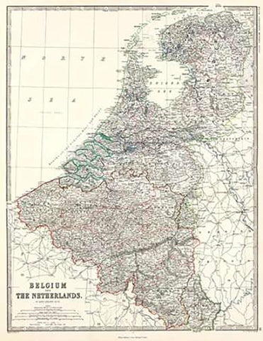 Belgium, Netherlands, 1861 White Modern Wood Framed Art Print with Double Matting by Johnston, Alexander Keith