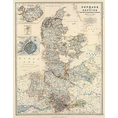 Denmark, Hanover, Brunswick, Mecklenburg, Oldenburg, 1861 White Modern Wood Framed Art Print by Johnston, Alexander Keith