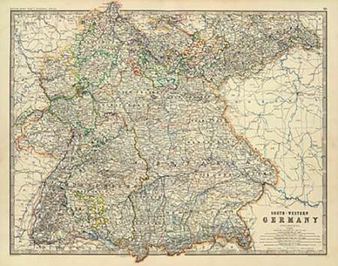 Southwestern Germany, 1861 White Modern Wood Framed Art Print with Double Matting by Johnston, Alexander Keith