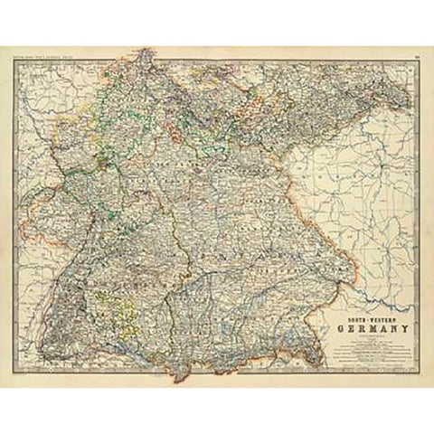 Southwestern Germany, 1861 White Modern Wood Framed Art Print by Johnston, Alexander Keith