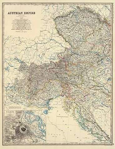 Austria West, 1861 Black Ornate Wood Framed Art Print with Double Matting by Johnston, Alexander Keith