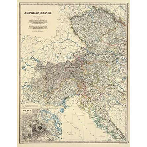 Austria West, 1861 Black Modern Wood Framed Art Print with Double Matting by Johnston, Alexander Keith