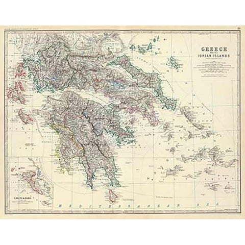 Greece, 1861 Black Modern Wood Framed Art Print with Double Matting by Johnston, Alexander Keith