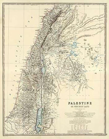 Palestine, 1861 Black Ornate Wood Framed Art Print with Double Matting by Johnston, Alexander Keith