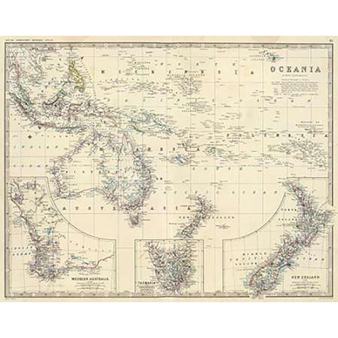 Oceania, 1861 Gold Ornate Wood Framed Art Print with Double Matting by Johnston, Alexander Keith