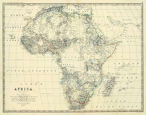 Africa, 1861 White Modern Wood Framed Art Print with Double Matting by Johnston, Alexander Keith