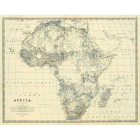 Africa, 1861 Black Modern Wood Framed Art Print with Double Matting by Johnston, Alexander Keith