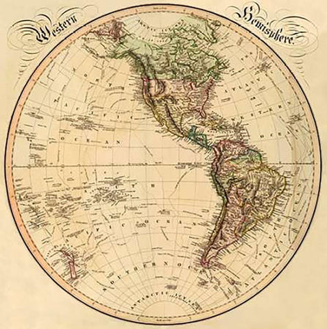 Western Hemisphere, 1831 White Modern Wood Framed Art Print with Double Matting by Lizars, Daniel