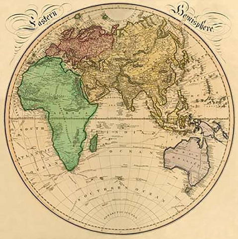 Eastern Hemisphere, 1831 White Modern Wood Framed Art Print with Double Matting by Lizars, Daniel