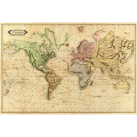 World, 1831 Gold Ornate Wood Framed Art Print with Double Matting by Lizars, Daniel