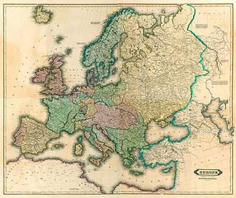 ComVintageite: Europe, 1831 White Modern Wood Framed Art Print with Double Matting by Lizars, Daniel