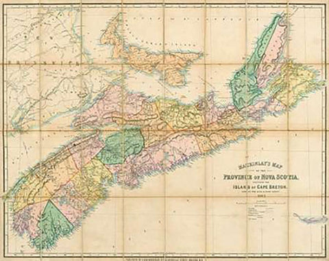 Mackinlays map of the Province of Nova Scotia, including the island of Cape Breton, 1862 White Modern Wood Framed Art Print with Double Matting by Mackinlay, A. and W.