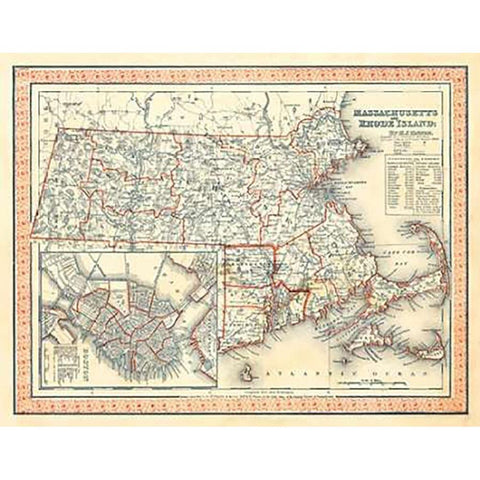 Massachusetts, Rhode Island, 1846 White Modern Wood Framed Art Print by Tanner, Henry