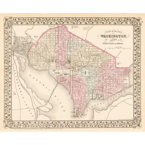 Washington, D.C., 1880 Black Modern Wood Framed Art Print with Double Matting by Mitchell, Samuel Augustus